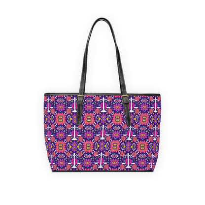 Leather Shoulder Bag, Libra, Zodiac v2, Flower Pattern