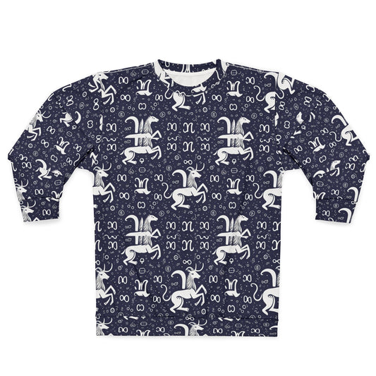 Unisex Sweatshirt, Zodiac Design, Pattern, Aquarius, AOP