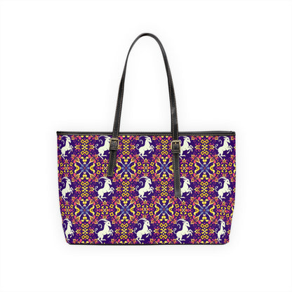 Leather Shoulder Bag, Capricorn, Zodiac v2, Flower Pattern