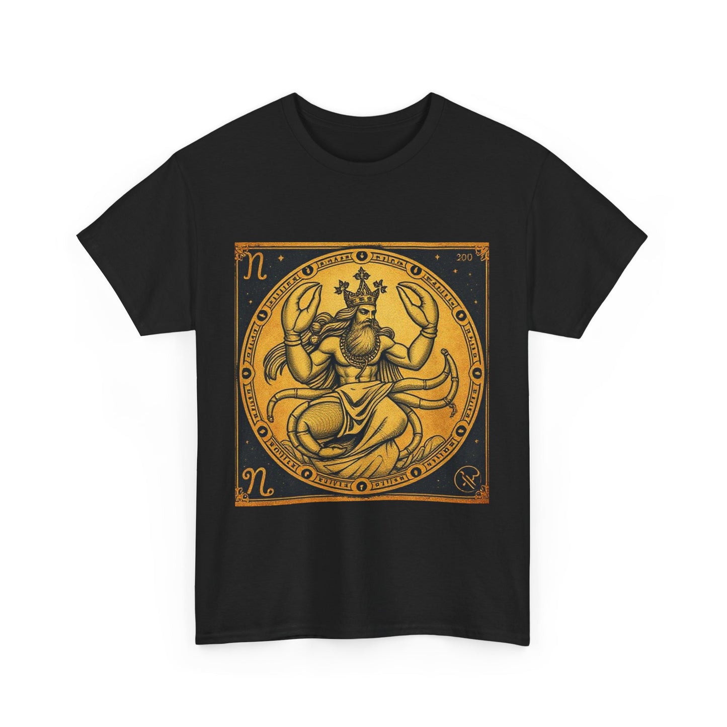 Unisex Heavy Cotton T-Shirt, Crab King, Cancer Zodiac Design