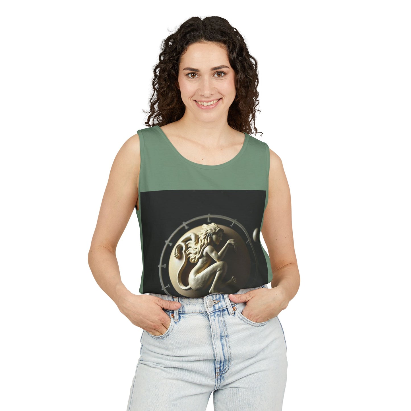 Unisex Garment-Dyed, Tank Top, Virgo Design, Planet Symbol, 100% US cotton
