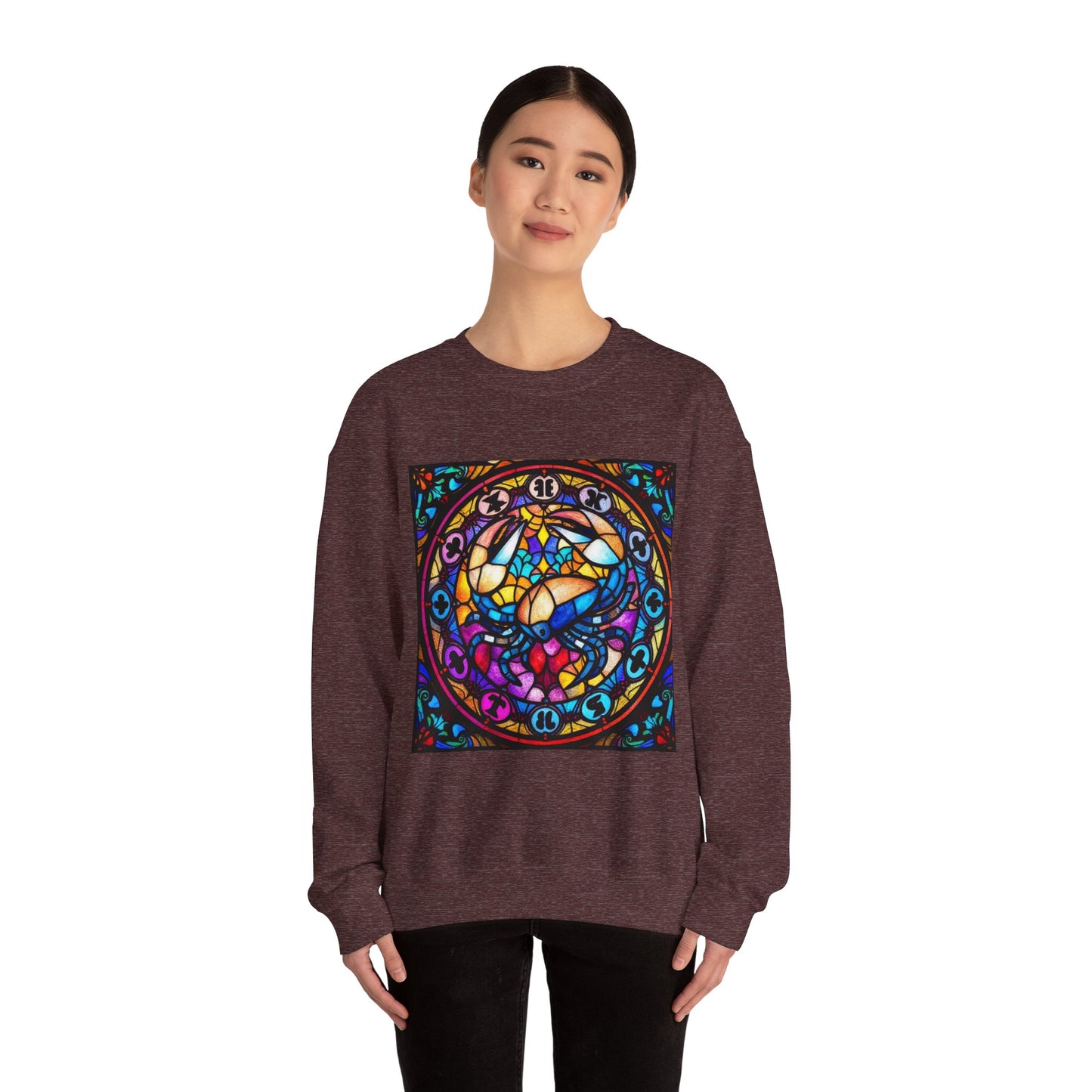 Unisex Heavy Blend™ Crewneck Sweatshirt, Glass, Cancer Zodiac Design