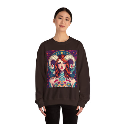 Unisex Heavy Blend™ Crewneck Sweatshirt, Aries, Zodiac v1, Sexy Pattern