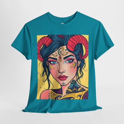 Unisex Heavy Cotton T-Shirt, Aries, Zodiac, Sexy Art
