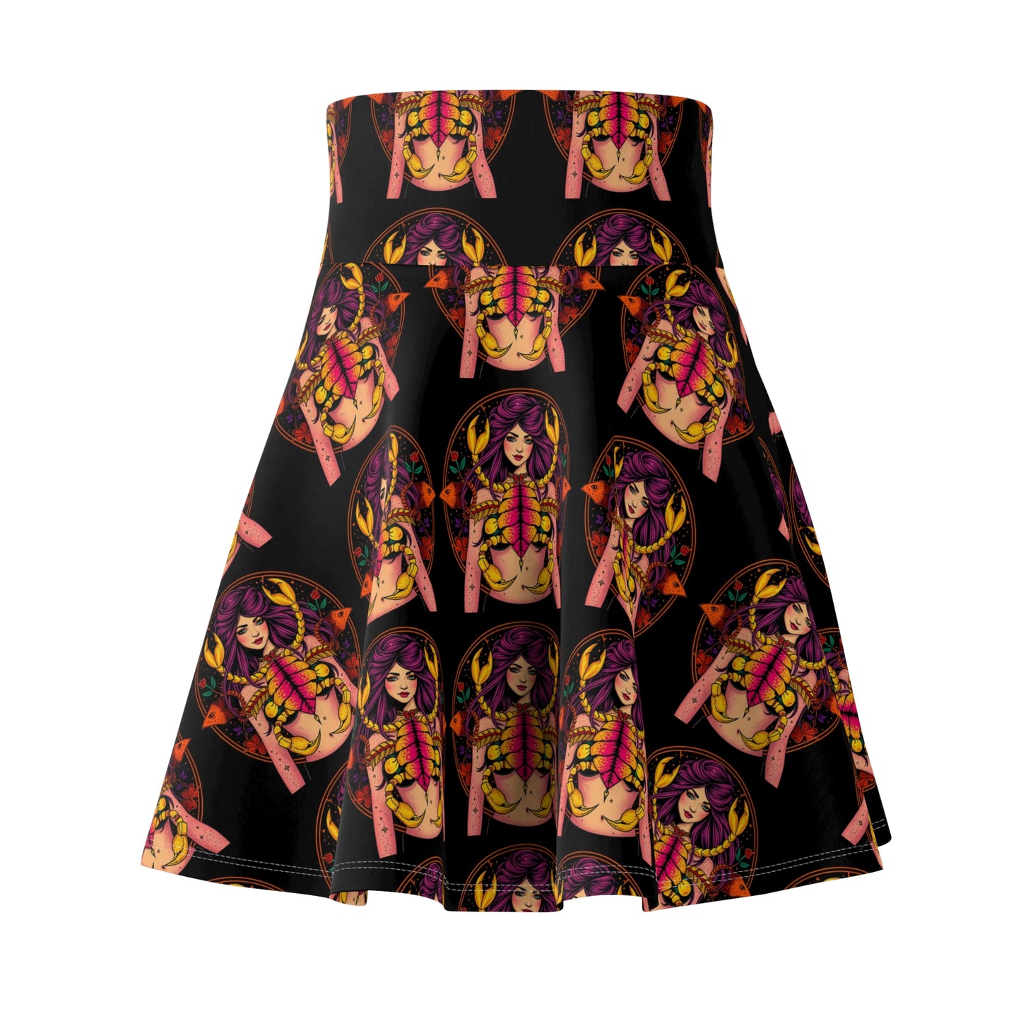 Women's Skater Skirt, (AOP), Scorpio, Zodiac v3, Sexy Pattern