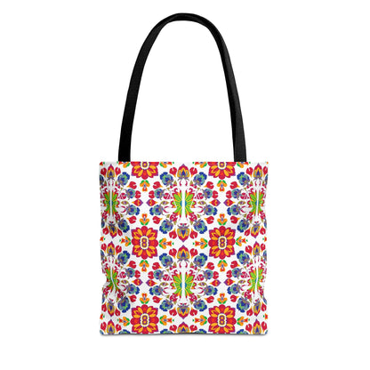 Tote Bag, (AOP), Libra, Zodiac v5, Flower Pattern