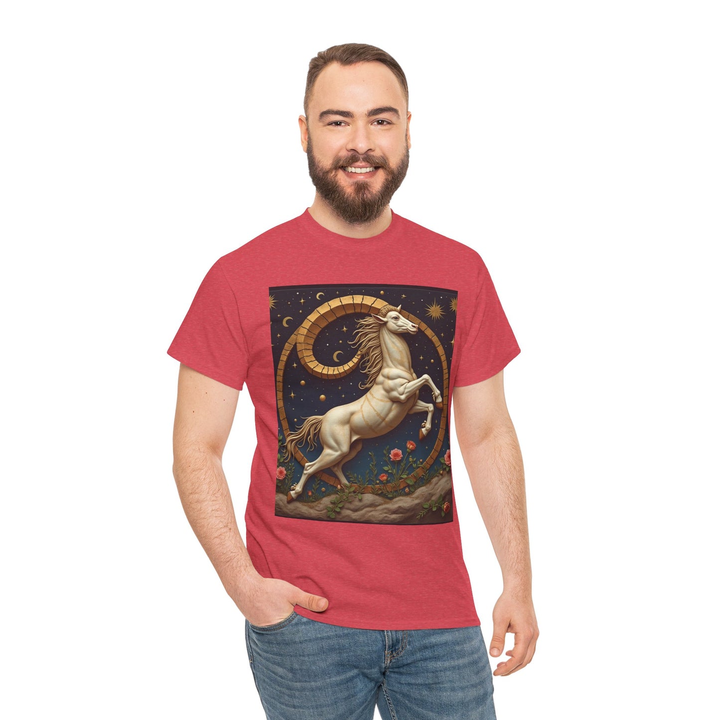 Unisex Heavy Cotton T-Shirt, Aries Animal 1v, Zodiac Design