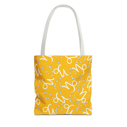 Tote Bag, Capricorn Zodiac Sign, AOP, (Yellow, White)