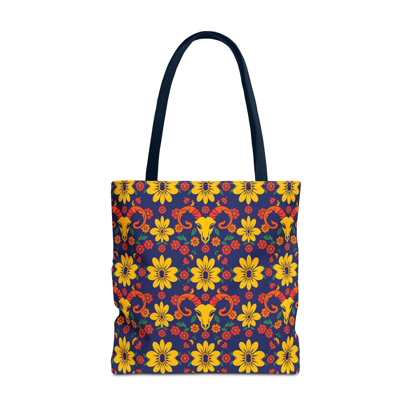 Tote Bag, (AOP), Aries, Zodiac v5, Flower Pattern