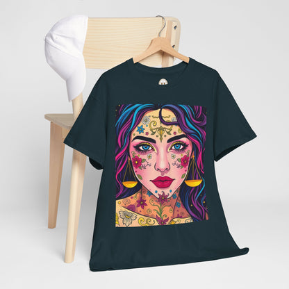 Unisex Heavy Cotton T-Shirt, Libra, Zodiac v4, Sexy Art