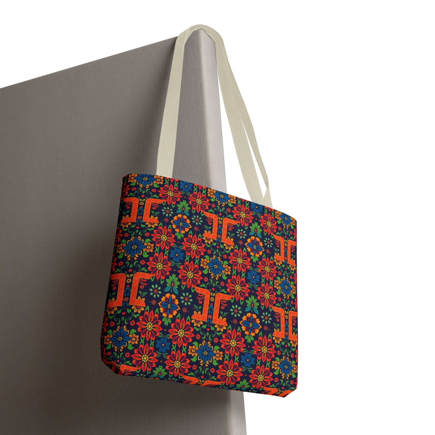 Tote Bag, (AOP), Gemini, Zodiac v1, Flower Pattern