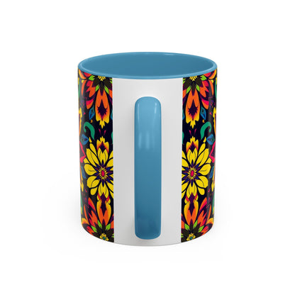 Accent Coffee Mug, Capricorn, Zodiac v4, Flower Pattern, (11, 15oz)