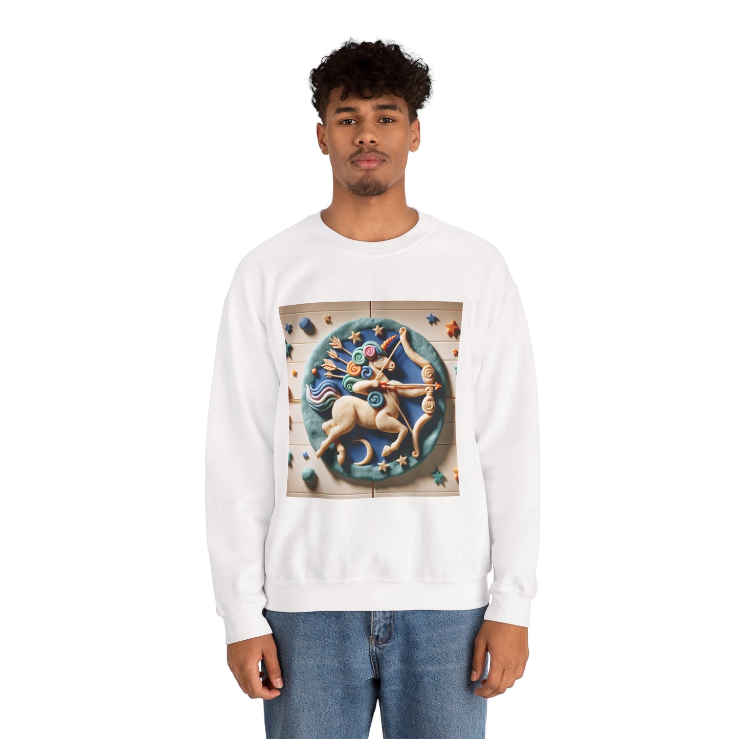 Unisex Heavy Blend™ Crewneck Sweatshirt, Colorful Horse, Sagittarius Zodiac Design