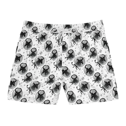 Men's Mid-Length Swim Shorts, (AOP), Taurus, Zodiac v2, Bubble Pattern