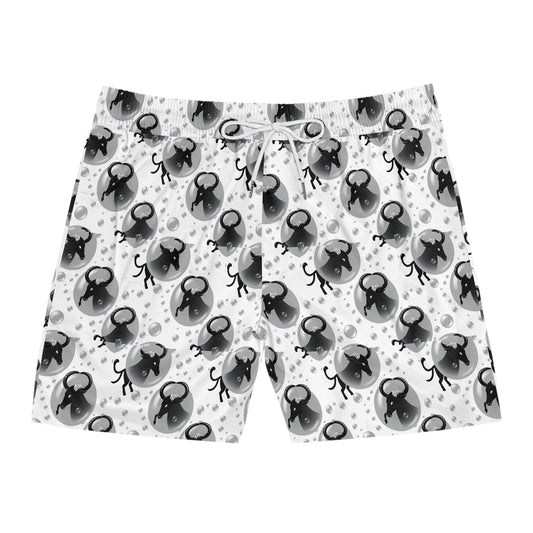 Men's Mid-Length Swim Shorts, (AOP), Taurus, Zodiac v2, Bubble Pattern