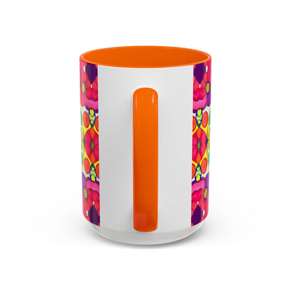 Accent Coffee Mug, Pisces, Zodiac v4, Flower Pattern, (11, 15oz)