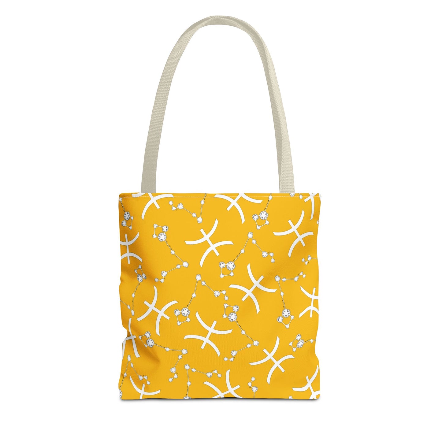 Tote Bag, Pisces Zodiac Sign, AOP, (Yellow, White)