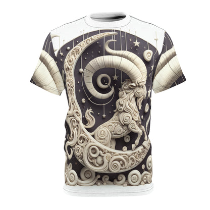 Unisex Cut & Sew T-Shirt (AOP), Capricorn Animal, Zodiac Design, Regular fit, 100% Polyester