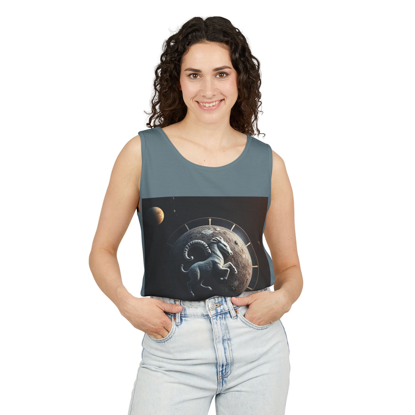 Unisex Garment-Dyed, Tank Top, Aries Design, Planet Animal, 100% Ringspun US cotton