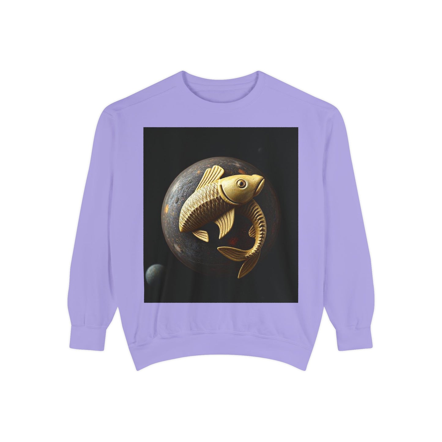 Garment-Dyed Sweatshirt, Unisex, Space Animal Design v1, Pisces
