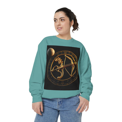 Garment-Dyed Sweatshirt, Unisex, Space Symbol Design, Sagittarius