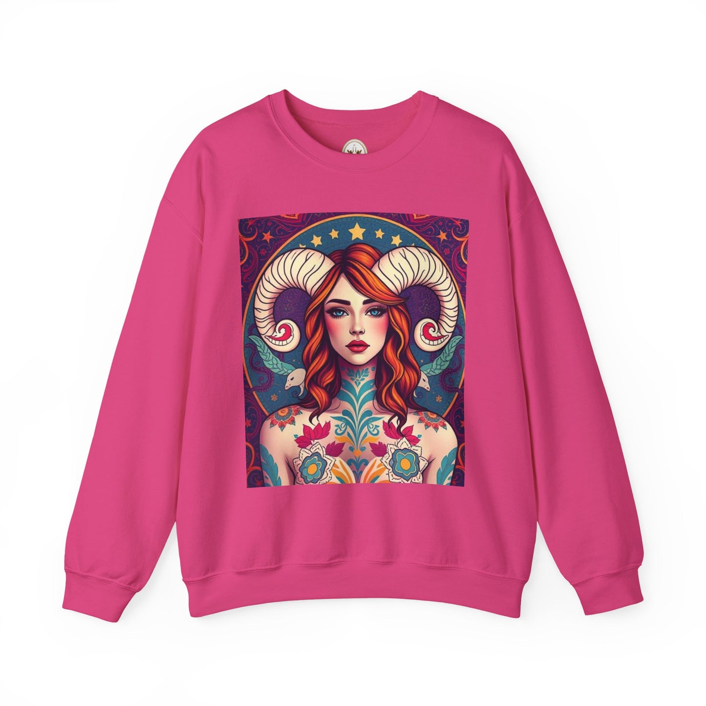 Unisex Heavy Blend™ Crewneck Sweatshirt, Aries, Zodiac v1, Sexy Pattern