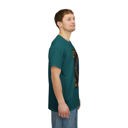 Unisex Heavy Cotton T-Shirt, Gold Angel, Symbol, Virgo Zodiac Design