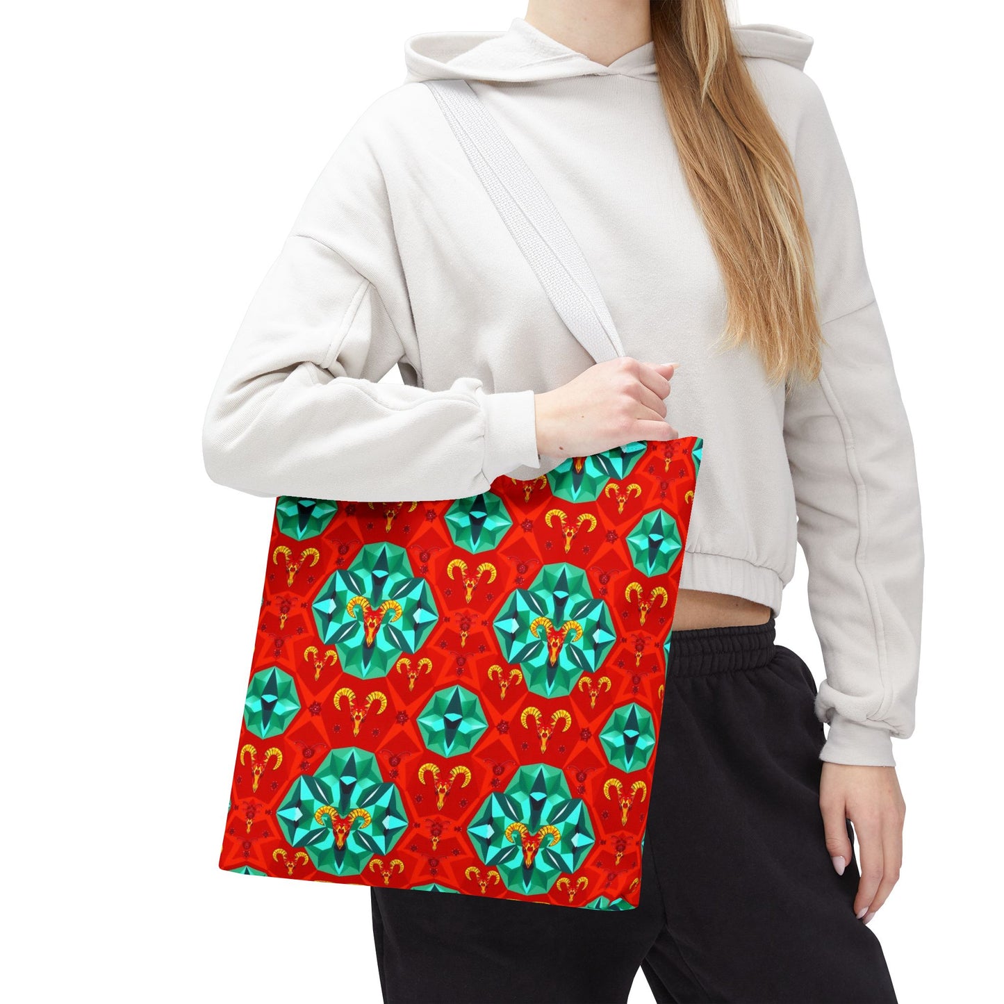 Tote Bag (AOP), Aries, Zodiac v1, Jewel Pattern