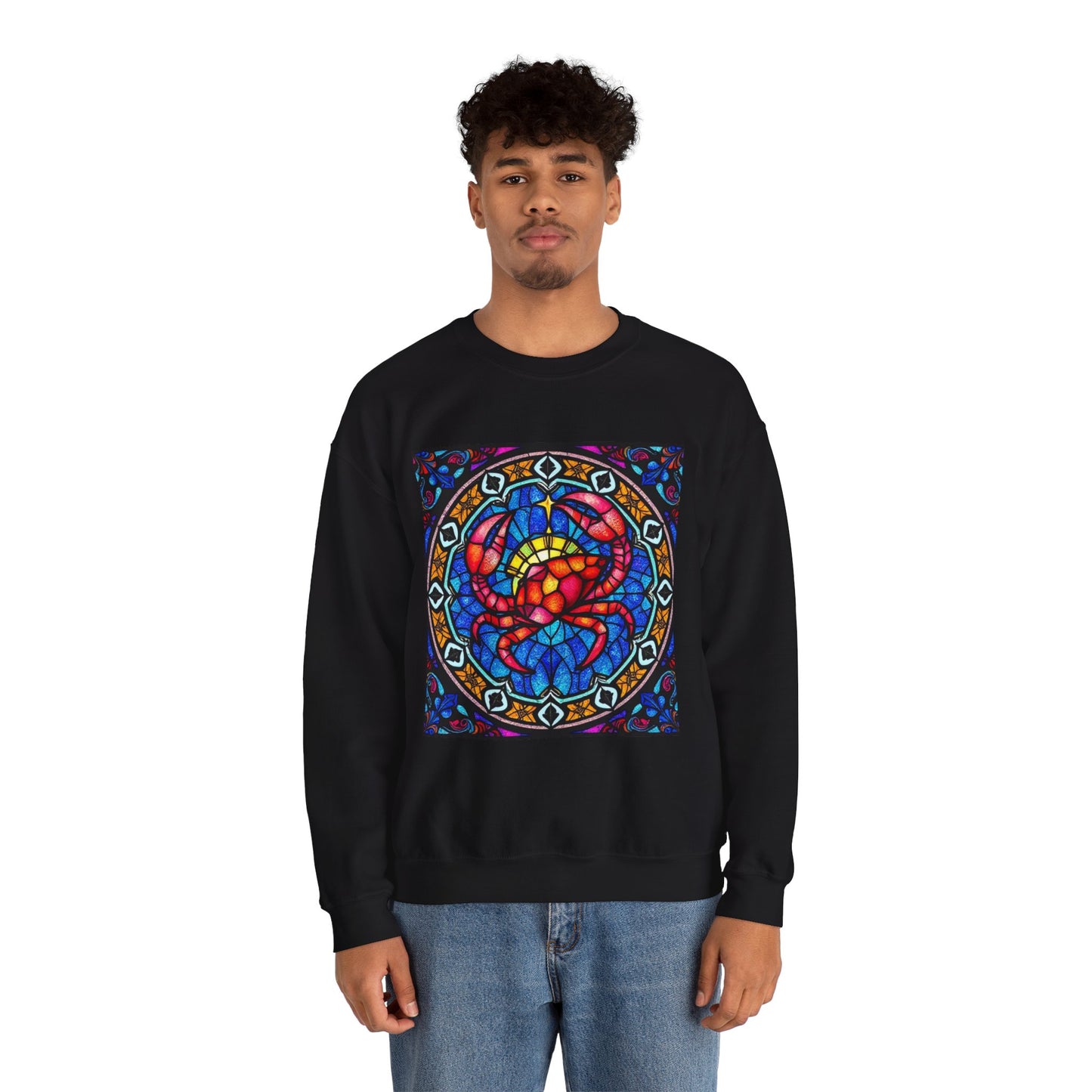 Unisex Heavy Blend™ Crewneck Sweatshirt, Glass 1, Cancer Zodiac Design