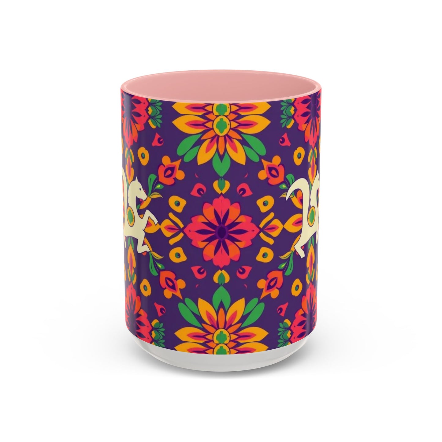 Accent Coffee Mug, Aquarius, Zodiac v2, Flower Pattern, (11, 15oz)