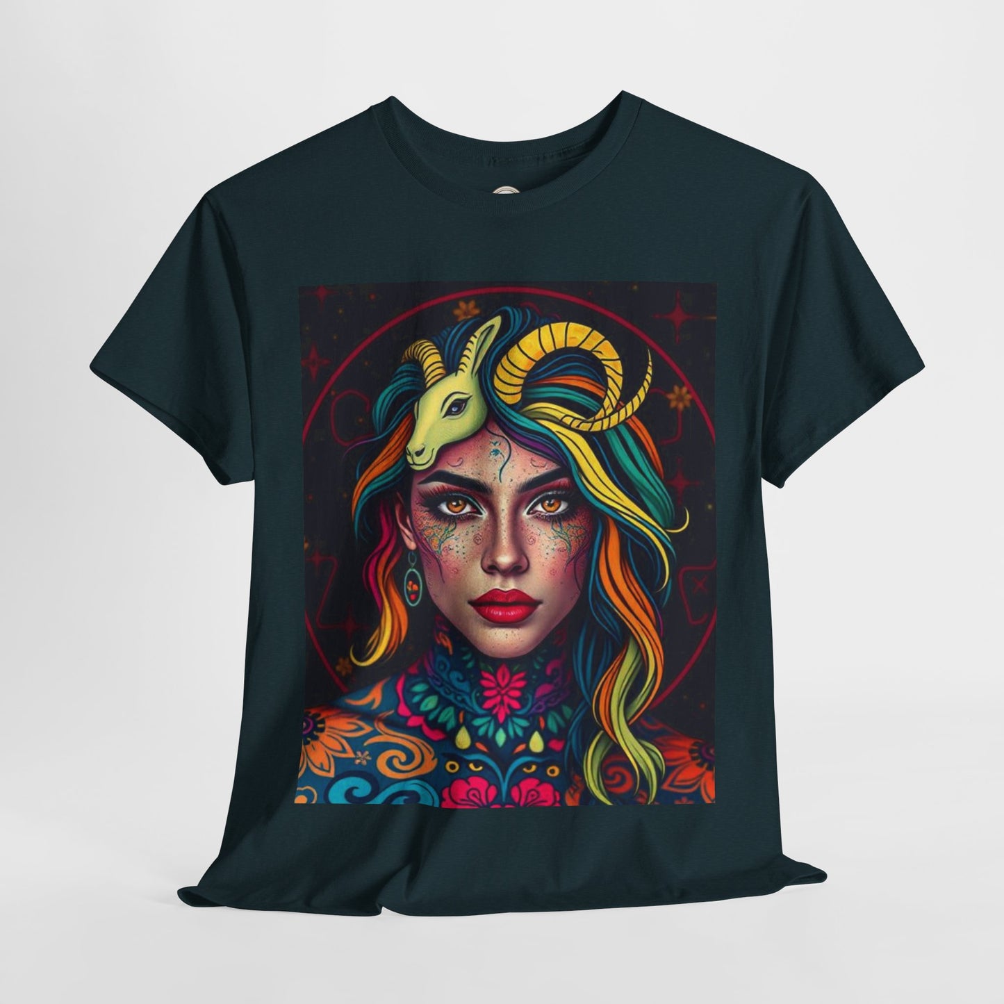 Unisex Heavy Cotton T-Shirt, Capricorn, Zodiac v2, Sexy Art