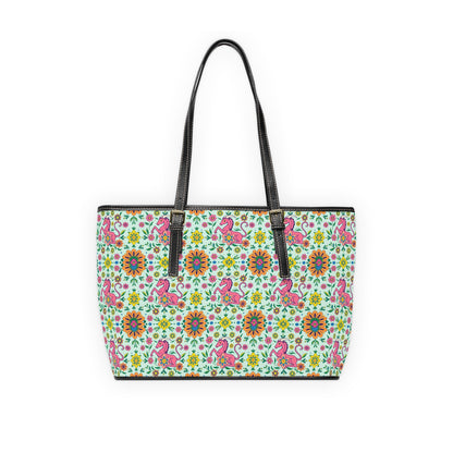 Leather Shoulder Bag, Aquarius, Zodiac v1, Flower Pattern