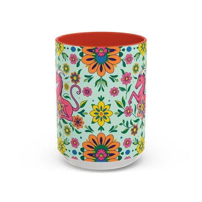 Accent Coffee Mug, Aquarius, Zodiac, Flower Pattern, (11, 15oz)