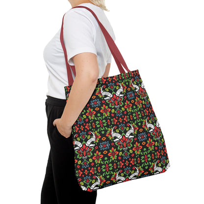 Tote Bag (AOP), Taurus, Zodiac v1, Flower Pattern