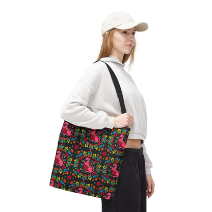 Tote Bag, (AOP), Virgo, Zodiac v6, Flower Pattern