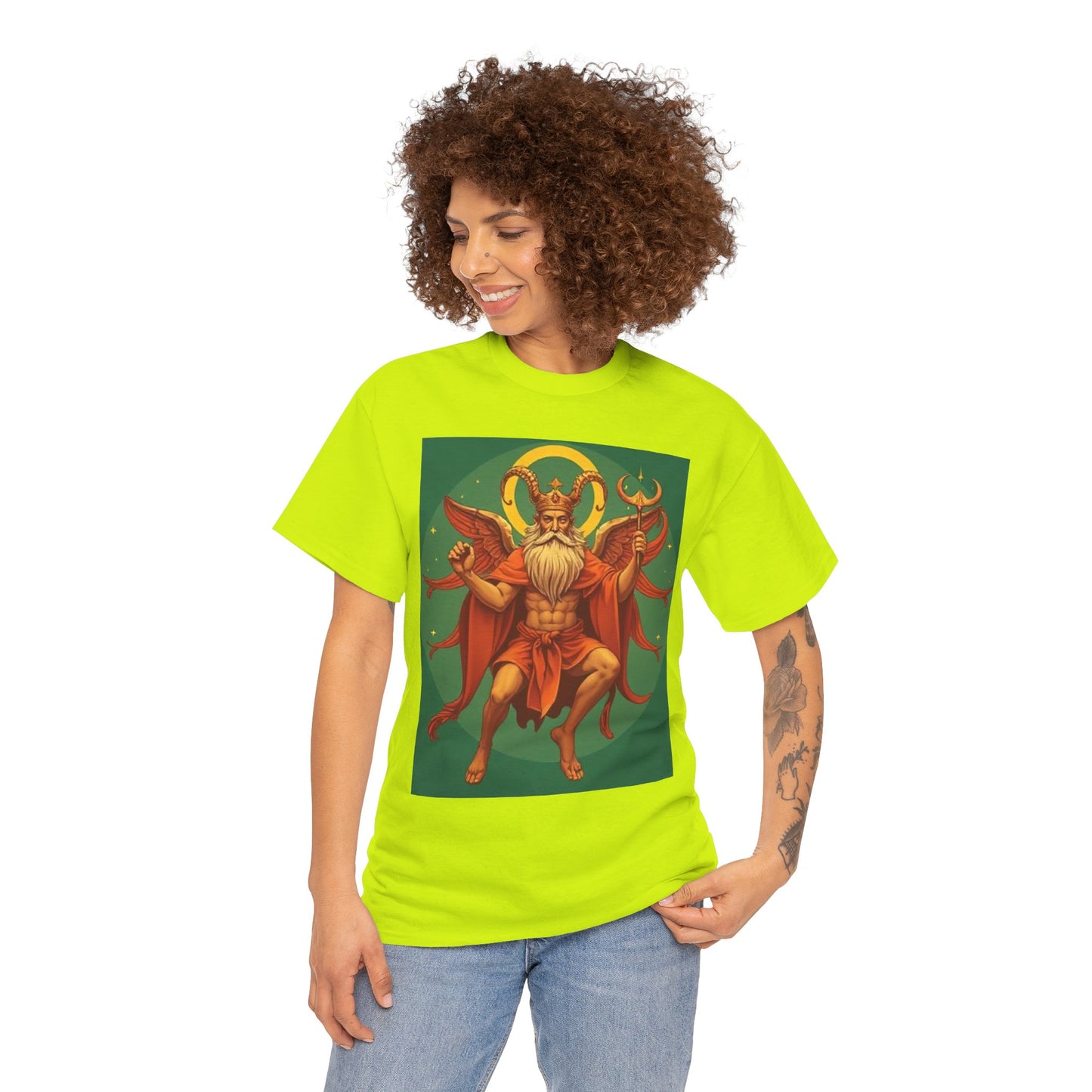Unisex Heavy Cotton T-Shirt, Aries God 1v, Zodiac Design