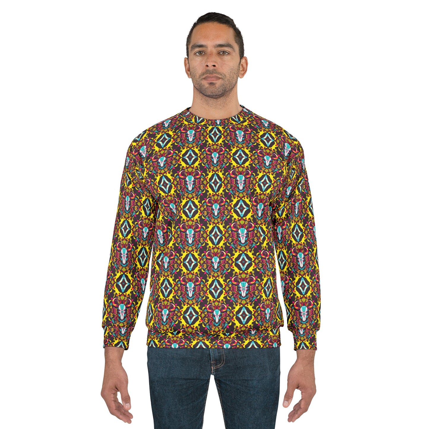 Unisex Sweatshirt (AOP), Taurus, Zodiac v4, Jewel Pattern