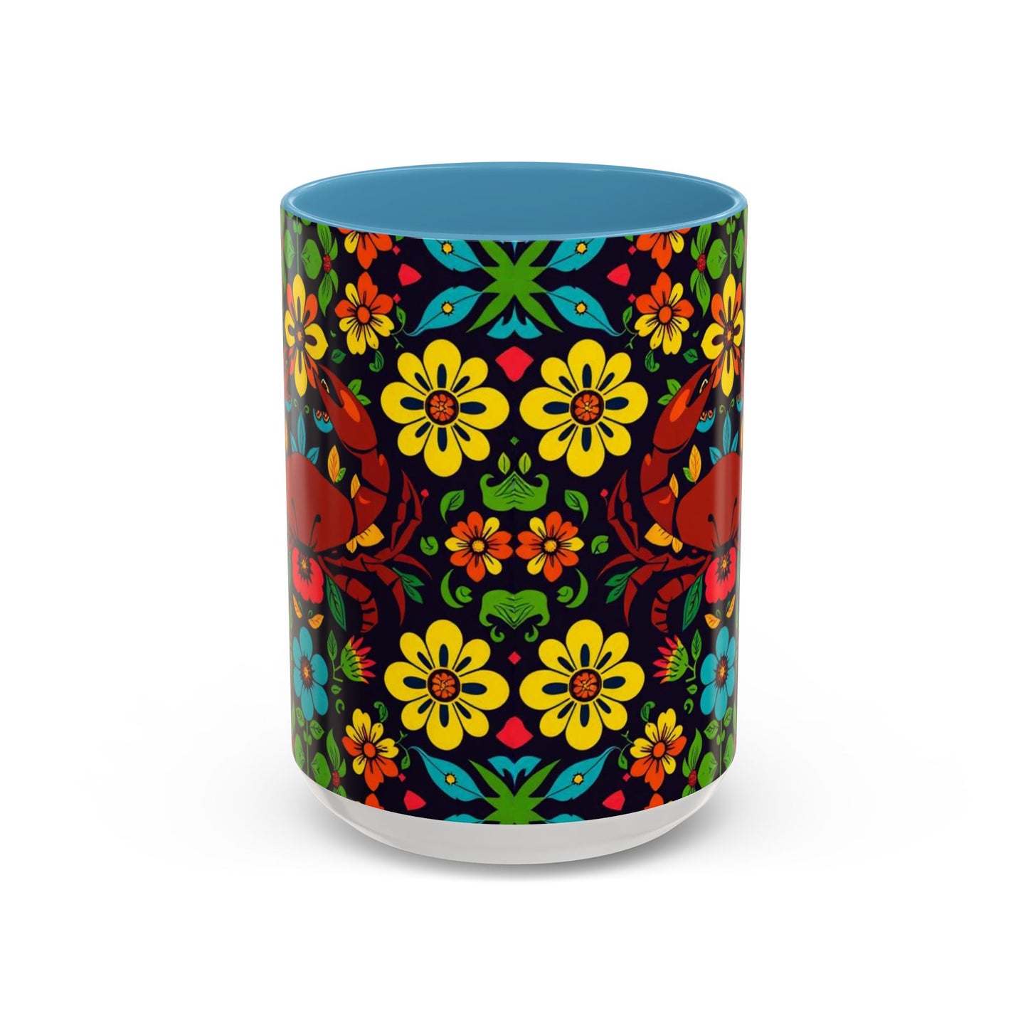 Accent Coffee Mug, Cancer, Zodiac v2, Flower Pattern, (11, 15oz)