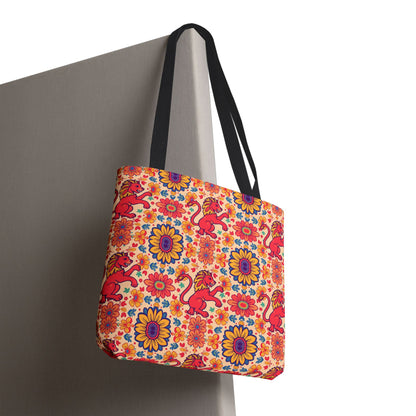 Tote Bag (AOP), Leo, Zodiac v2, Flower Pattern