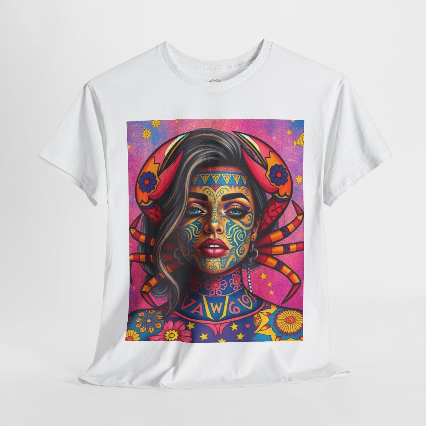 Unisex Heavy Cotton T-Shirt, Cancer, Zodiac v3, Sexy Art
