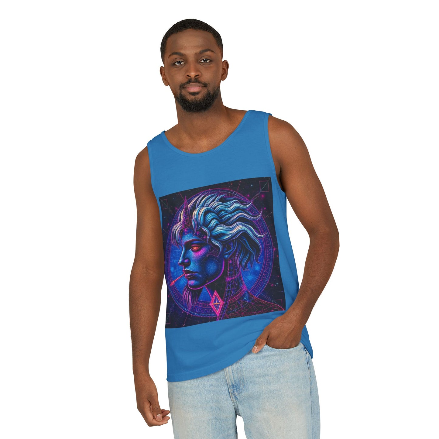 Unisex Garment-Dyed, Tank Top, Gemini, Pop Art v1, 100% US cotton