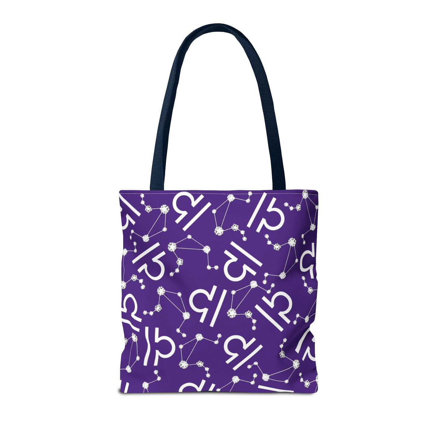 Tote Bag, Libra Zodiac Sign, AOP, (Purple, White)