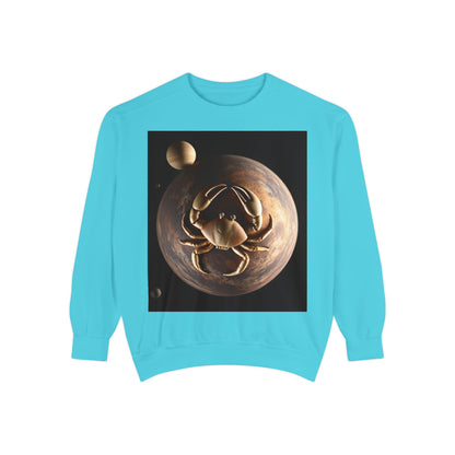 Garment-Dyed Sweatshirt, Unisex, Space Animal Design v1, Cancer