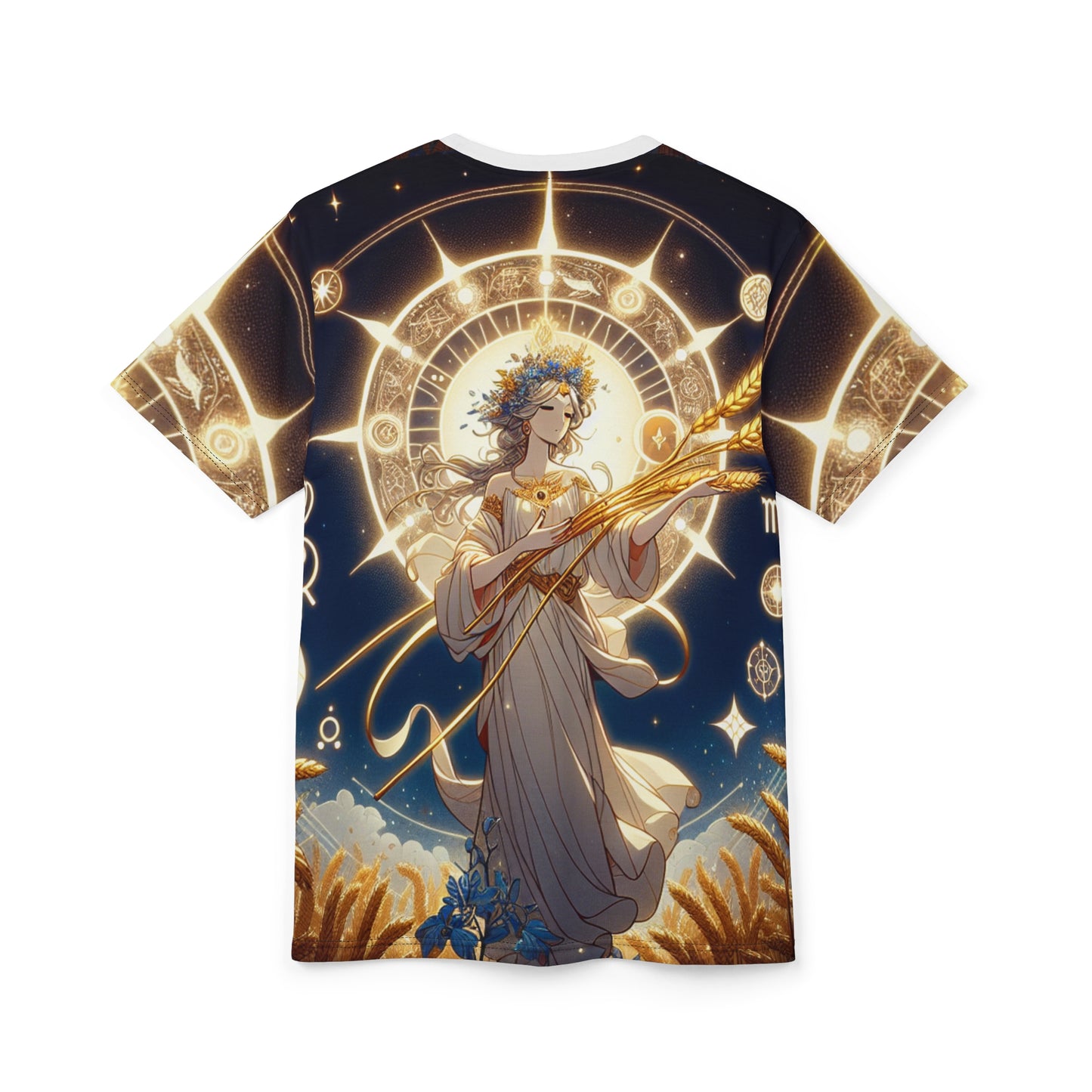 Unisex Cut & Sew T-Shirt (AOP), Fields, Virgo Zodiac Design, Regular fit, 100% Polyester