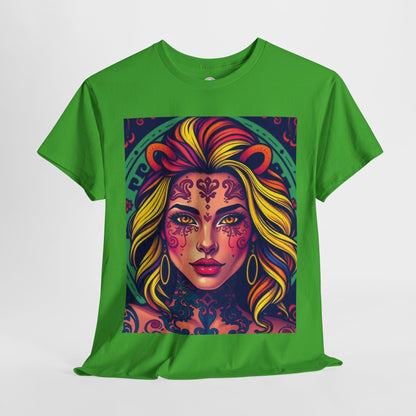 Unisex Heavy Cotton T-Shirt, Leo, Zodiac v1, Sexy Art