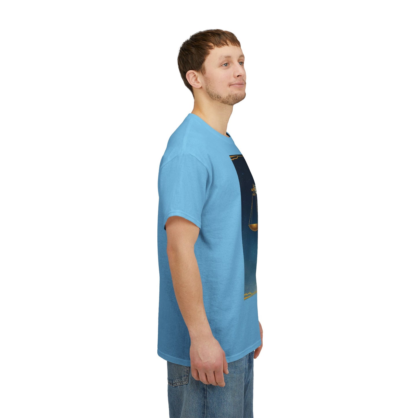 Unisex Heavy Cotton T-Shirt, Space, Libra God, Zodiac Design