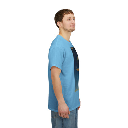 Unisex Heavy Cotton T-Shirt, Space, Libra God, Zodiac Design