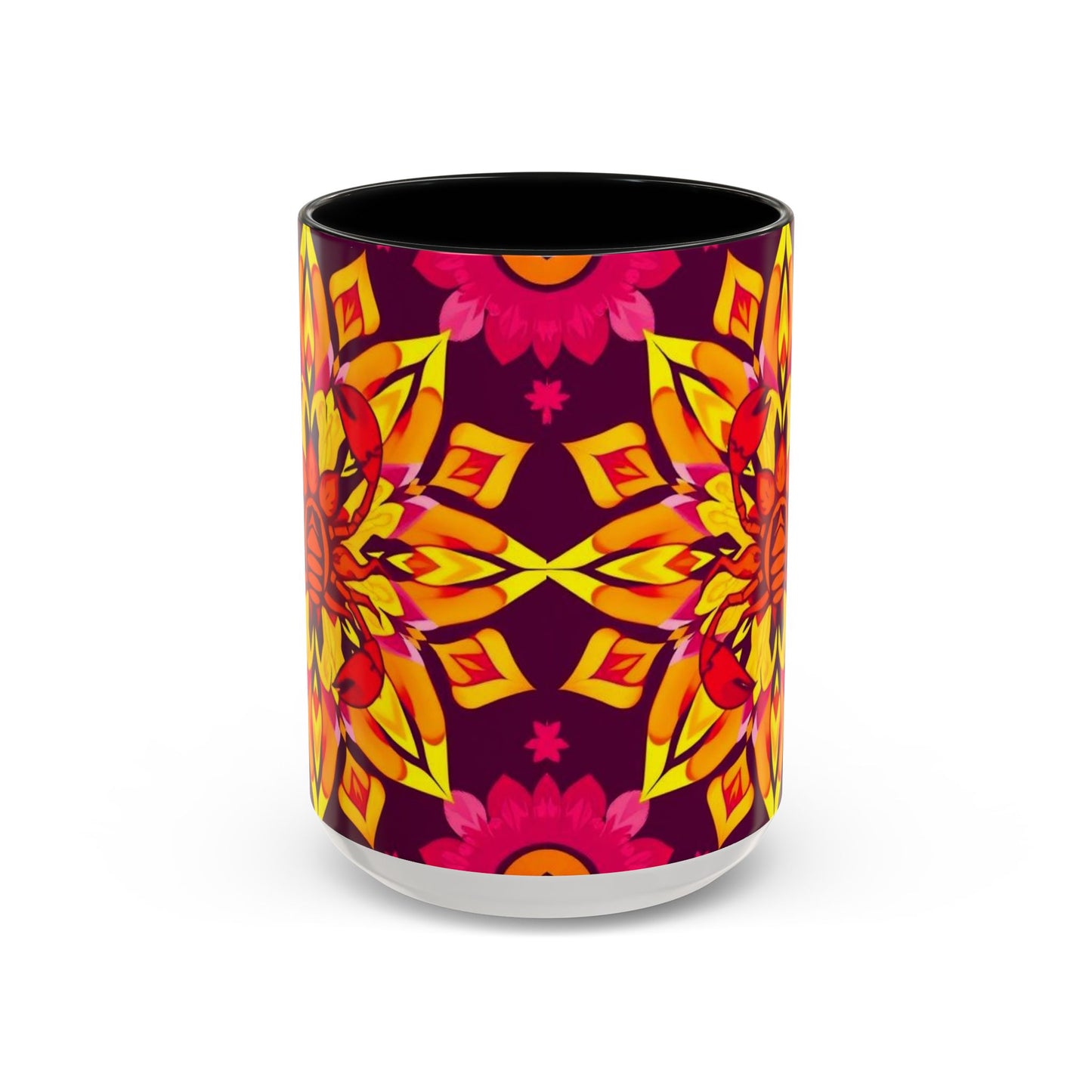 Accent Coffee Mug, Scorpio, Zodiac v1. Flower Pattern, (11, 15oz)