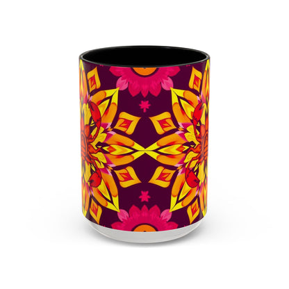 Accent Coffee Mug, Scorpio, Zodiac v1. Flower Pattern, (11, 15oz)