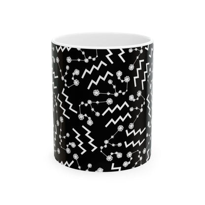 Ceramic Mug, (11oz, 15oz), Ceramic Coffee Mug, Black AOP, Aquarius Zodiac Design